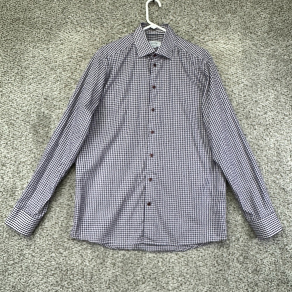 ETON Contemporary Shirt Men's Size Large 41-16 Blue White Red Check Button Up